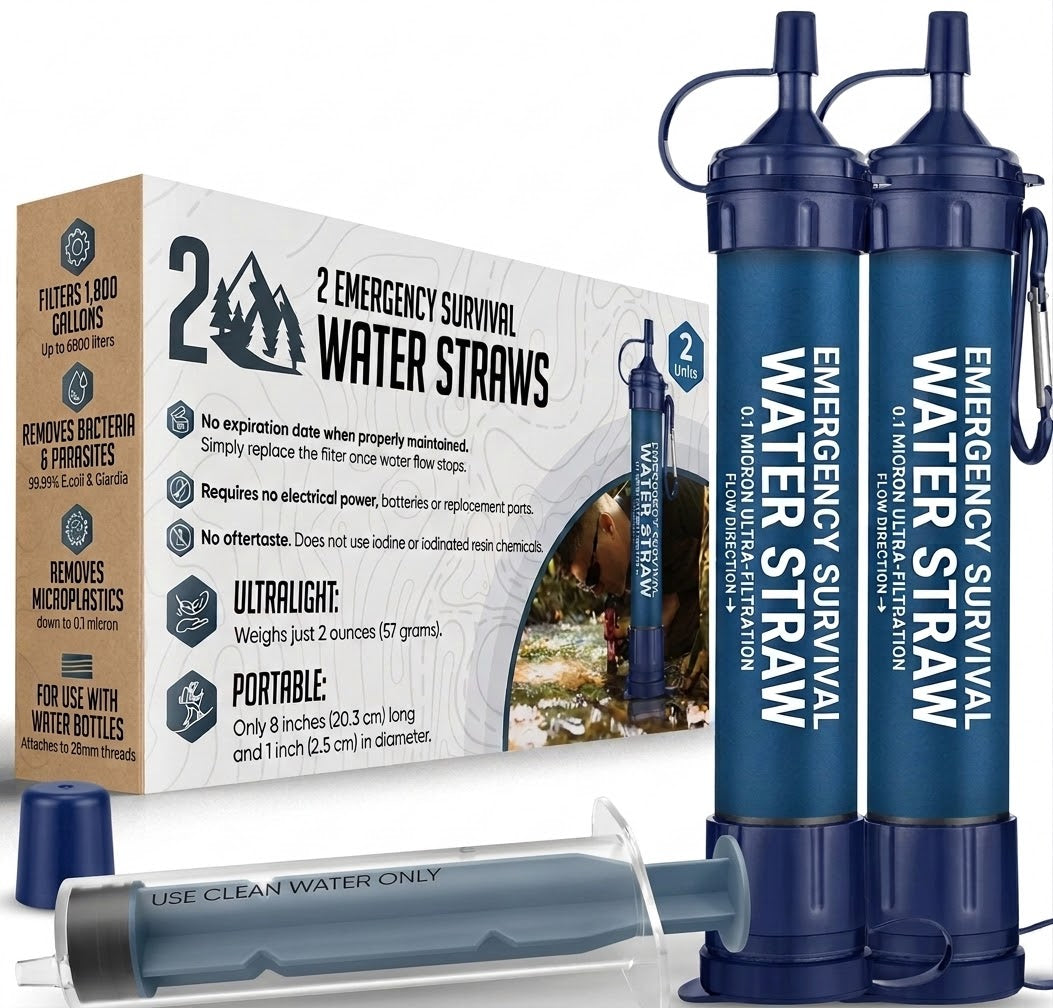 2x Emergency Water Straws